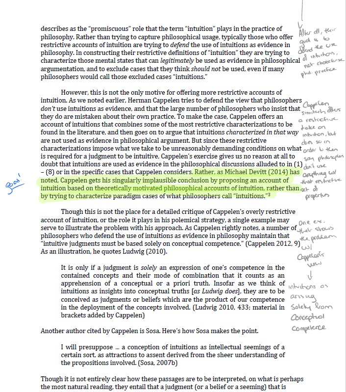 Image of margin comments on a document